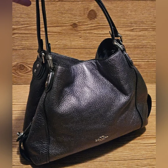 Coach Pebbled Leather Shoulder Bag – Grey Three Pocket - Picture 7 of 13